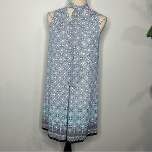 Max Studio shift dress v-neck neck tie geometric pattern midi dress size XS